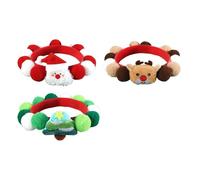 bnsggl Lot de 3 colliers pour animaux de compagnie sur le thème de Noël - Pour chats et chiens - Pompons en fourrure - Pour festival, célébration, événement
