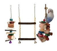 bnsggl Lot de 3 jouets à mâcher naturels pour perroquets - Jouet à mâcher - Résistant aux morsures - Cacatoès - Perruches - Jouet molaire à suspendre