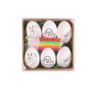 bnsggl Lot de 6 œufs de Pâques peints à la main pour enfants amusants et créatifs pour les amateurs d'art