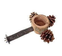 bnsggl Petit perchoir pour cage à oiseaux avec mangeoire et pomme de pin Perchoir stable pour calopsittes conures
