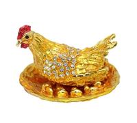 bnsggl Sculpture de poules pondeuses en métal incrustées de strass - Statue chinoise Fengshui pour richesse et prospérité