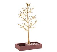 bnsggl Support de rangement en résine pour boucles d'oreilles - Arbre à oiseaux - Doré