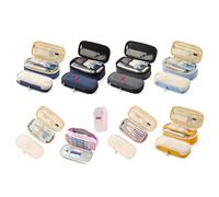 bnsggl Trousse à crayons en toile, portable à fermeture éclair pour trousse multifonctionnelle déformable, sac de rangement en toile pour papeterie de voyage, petit CRA, bleu, Trousses à crayons