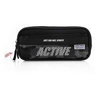 bnsggl Trousse à crayons, trousse à crayons double couche, trousse de maquillage portable multi-couches pour femmes et filles, Noir , Trousses à crayons