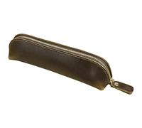 bnsggl Trousse à crayons, trousse à crayons en cuir avec fermeture éclair, trousse de papeterie, trousse de maquillage, étuis à lunettes, marron, Trousses à crayons