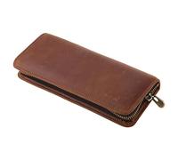 bnsggl Trousse à crayons vintage en cuir léger avec emplacements pour stylos et fermeture éclair lisse pour étudiants, femmes, hommes, cadeaux d'anniversaire, marron, Trousses à crayons