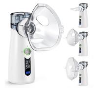 Bntath Nebulisateur Silent, Nebulisateur USB-C Rechargeable Pour Adultes et Enfants, Avec Affichage Numérique, Nebulisateur à Ultrasons Avec 2 Masques et un Embout Buccal-Gris