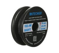 BNTECHGO Bobine de fil de cuivre étamé flexible en silicone de calibre 26, noir, 152,4 m, 26 AWG