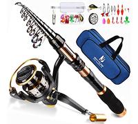 Bntteam Combinaison canne à pêche et roue de pêche 1.8m, 2.1 m, 2.4 m, 3.0 m, 3.6m 99% DE Carbone Télescopique Canne à Pêche et 11BB Moulinet et Sac de Pêche 20in et Leurres et Ligne, Canne à Pêche