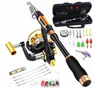 BNTTEAM Ensemble de canne à pêche télescopique et moulinet 2,1 m, 2,4 m, 3 m, 3,6 m en carbone 13BB Sac pour moulinet Leurres Hameçons