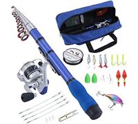 BNTTEAM Mini Moulinet et Canne à pêche télescopique Portable à la Main Rigide 99% Fibre de Carbone Canne à pêche en mer et Moulinet leurres artificiels (1.7M/66.9inch/5.57ft)