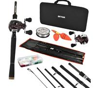 BNTTEAM Spinning Reel Rod Combos Dur Haute Fibre de Carbone Télescopique Portable Leurres Artificiels Ligne de Pêche avec Sac de Transport pour Voyage Eau Douce Salée