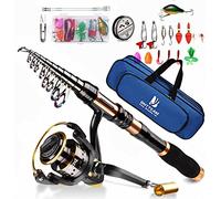 BNTTEAM Télescopique Ensemble de Canne à pêche Portable et Moulinet en Fibre de Carbone Pointe,Kits de Sac de Transport de Ligne de leurres de pêche