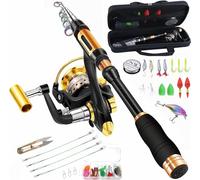 BNTTEAM Télescopique Ensemble de Canne à pêche Portable et Moulinet en Fibre de Carbone Pointe,Kits de Sac de Transport de Ligne de leurres de pêche