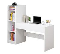 BNUTFRDD Bureaux Bureau Simple avec bibliothèque de Rangement Multicouche, Combinaison Bureau, Table d'ordinateur Portable multifonctionnelle, Poste Travail Table de Loisirs Créatifs(132CM)