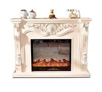 BNUTFRDD Faux Feu Cheminée électrique encastrable avec Foyer et cheminée, cheminée en Bois avec décoration de Flamme Optique LED Artificielle Meubles de Salon(White,Without Heater)