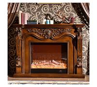 BNUTFRDD Faux Feu Cheminée électrique encastrable avec Foyer et cheminée, cheminée en Bois avec décoration de Flamme Optique LED Artificielle Meubles de Salon(Brown,Without Heater)