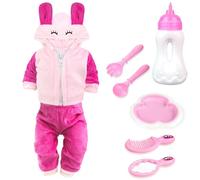 BNUZEIYI Accessoires pour Poupées -Ensemble d'alimentation et de Soins avec Biberon Manteau et Pantalon pour Filles, Vêtements pour Poupées de 36-42cm Pouces et de 18 Pouces