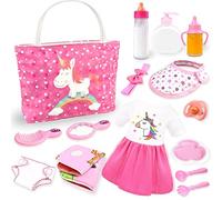 BNUZEIYI Accessoires pour Poupées - Kit d'alimentation et de Soins pour poupées avec Couche Sac a Langer Poupee et biberons pour Filles, Cadeaux Jouets vêtements pour poupée de 36-42cm et 18 Pouces