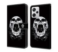 Bnvdfre Étui de protection à rabat pour Xiaomi Redmi Note 13 5G - En cuir synthétique - Magnétique - Avec compartiment pour cartes - En silicone - Avec motif - Tête de mort