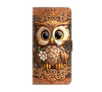 Bnvdfre Étui de protection à rabat pour Xiaomi Redmi Note 14 4G - En cuir synthétique - Magnétique - Avec compartiment pour cartes - Motif chouettes