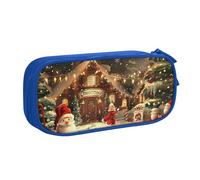 BNVSADC 1 grande trousse à crayons imprimée Merry Christmas - Jolie trousse à crayons - Organiseur de papeterie pour filles et garçons - Noir, bleu, Taille unique, Cartable