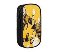 BNVSADC Bee Love Trousse à crayons avec fermeture éclair pour étudiants, adolescents, garçons, filles, adultes, noir, Noir , Taille unique, Cartable