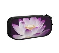 BNVSADC Belle trousse à crayons avec imprimé fleur de lotus violette - Grande trousse à crayons mignonne - Organiseur de papeterie pour filles et garçons - Noir, Noir , Taille unique, Cartable