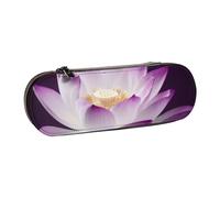BNVSADC Belle trousse à crayons en cuir avec imprimé fleur de lotus violette et trousse de maquillage - Trousse à crayons rigide élégante pour l'école, le bureau, les voyages, Noir , Taille unique,