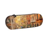 BNVSADC Belle trousse à crayons en cuir imprimé avec vue sur le canal de Venise et trousse de maquillage - Élégante trousse à crayons rigide pour l'école, le bureau, les voyages, Magnifique vue sur le