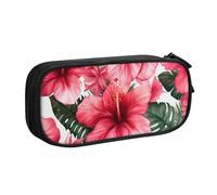 BNVSADC Belle trousse à crayons imprimée fleur d'hibiscus - Grande trousse à crayons mignonne - Organiseur de papeterie pour le bureau, l'école, les fournitures pour filles et garçons, noir, Noir