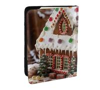 BNVSADC Étui de passeport de Noël en cuir synthétique imprimé maison de village en pain d'épices pour homme et femme, 16,5 cm, Noir , Taille unique, Moderne