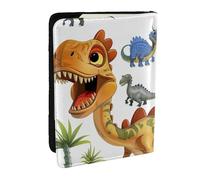 BNVSADC Étui de passeport de voyage en cuir PU imprimé peinture paysage chinois pour homme et femme, 16,5 cm, Images de dinosaures., Taille unique, Moderne