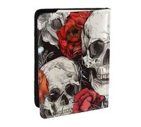 BNVSADC Étui de passeport de voyage en cuir synthétique imprimé léopard pour homme et femme, 16,5 cm, Tête de mort pour Halloween., Taille unique, Moderne