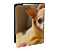 BNVSADC Étui de passeport en cuir synthétique avec imprimé chihuahua déprimé pour homme et femme, 16,5 cm, Noir , Taille unique, Moderne