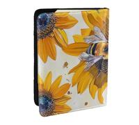BNVSADC Étui de passeport en cuir synthétique imprimé à bulles de bière pour homme et femme, 16,5 cm, Abeille sur tournesol, Taille unique, Moderne