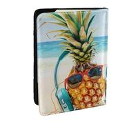 BNVSADC Étui de passeport en cuir synthétique imprimé à bulles de bière pour homme et femme, 16,5 cm, Beach Two Ananas Mer, Taille unique, Moderne