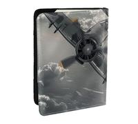 BNVSADC Étui de passeport en cuir synthétique imprimé hibou branches d'arbre pour homme et femme, 16,5 cm, Avion de la Seconde Guerre Mondiale, Taille unique, Moderne