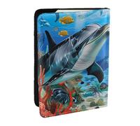 BNVSADC Étui de passeport imprimé éléphant en cuir synthétique pour homme et femme, 16,5 cm, Dauphins Tortue de mer Pieuvre, Taille unique, Moderne