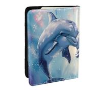 BNVSADC Étui de passeport imprimé éléphant en cuir synthétique pour homme et femme, 16,5 cm, Dauphins amoureux 1, Taille unique, Moderne