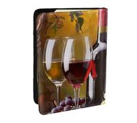 BNVSADC Étui de passeport imprimé en cuir synthétique avec illustration de cochon d'Inde pour homme et femme, 16,5 cm, Bouteilles de vin et boissons, Taille unique, Moderne