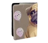 BNVSADC Étui de passeport imprimé en cuir synthétique avec illustration de cochon d'Inde pour homme et femme, 16,5 cm, Chiot carlin amusant, Taille unique, Moderne