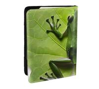 BNVSADC Étui de passeport imprimé en cuir synthétique avec illustration de cochon d'Inde pour homme et femme, 16,5 cm, Feuilles de grenouille., Taille unique, Moderne