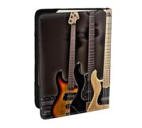 BNVSADC Étui de passeport imprimé en cuir synthétique pour guitare, basse, instruments de musique, pour homme et femme, 16,5 cm, Noir , Taille unique, Moderne