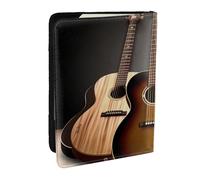 BNVSADC Étui de passeport imprimé guitare en cuir PU pour homme et femme, 16,5 cm, Noir , Taille unique, Moderne