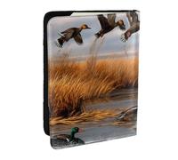 BNVSADC Étui de passeport imprimé Hunting Flying Wild Duck 2 en cuir synthétique pour homme et femme, 16,5 cm, Noir , Taille unique, Moderne