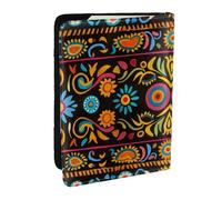 BNVSADC Étui de passeport mexicain Otomi en cuir synthétique imprimé animaux pour homme et femme, 16,5 cm, Art folk mexicain bohème, Taille unique, Moderne