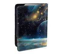 BNVSADC Étui de passeport rectangulaire en cuir PU imprimé mandala pour homme et femme, 16,5 cm, Lune, étoiles et planètes, Taille unique, Moderne