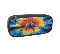BNVSADC Exotic Tribe Trousse à crayons et maquillage en cuir imprimé tie dye - Trousse élégante pour l'école, le bureau, les voyages, Noir , Taille unique, Trousse de maquillage