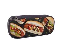 BNVSADC Fun Food Hot Dogs Trousse à crayons en cuir imprimé et trousse de maquillage - Trousse élégante pour l'école, le bureau, les voyages, Noir , Taille unique, Trousse de maquillage